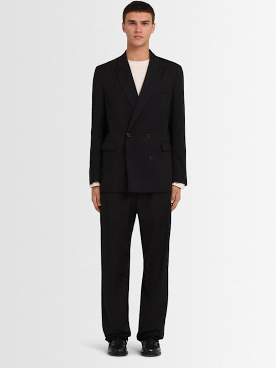 The Core: Double breasted wool twill blazer - Black - men_1 | Luisa Via Roma