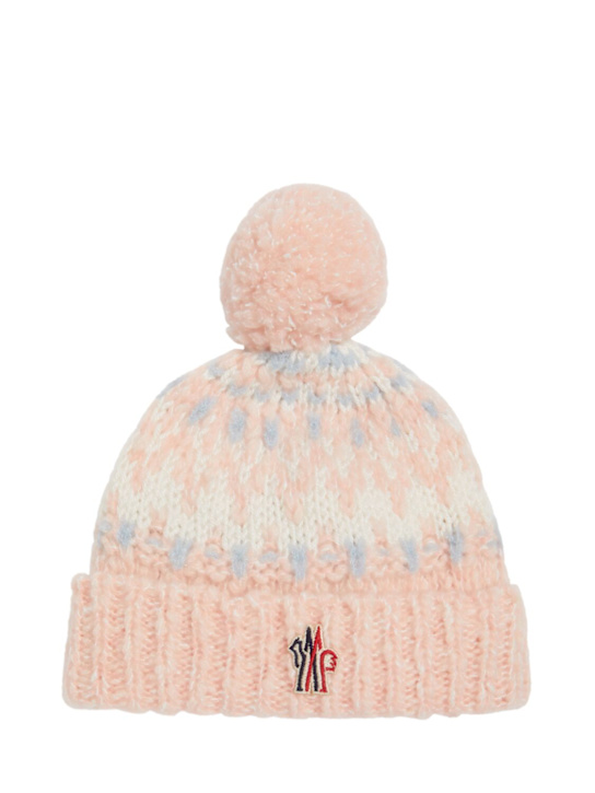 Moncler Grenoble: Wool blend jacquard beanie w/ pom pom - kids-boys_0 | Luisa Via Roma