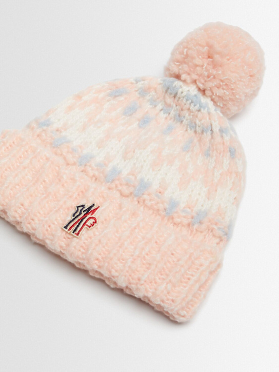 Moncler Grenoble: Wool blend jacquard beanie w/ pom pom - kids-boys_1 | Luisa Via Roma