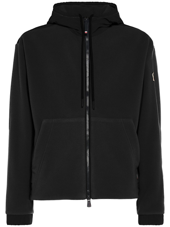 Moncler Grenoble: Polartec zip-up hoodie - Noir - men_0 | Luisa Via Roma
