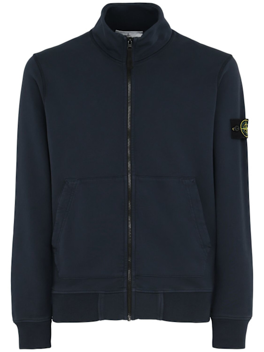 Stone Island: Cotton zip-up cardigan - ネイビー - men_0 | Luisa Via Roma
