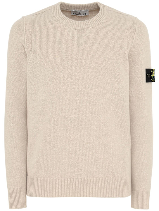 Stone Island: Wool blend crewneck sweater - デザート - men_0 | Luisa Via Roma