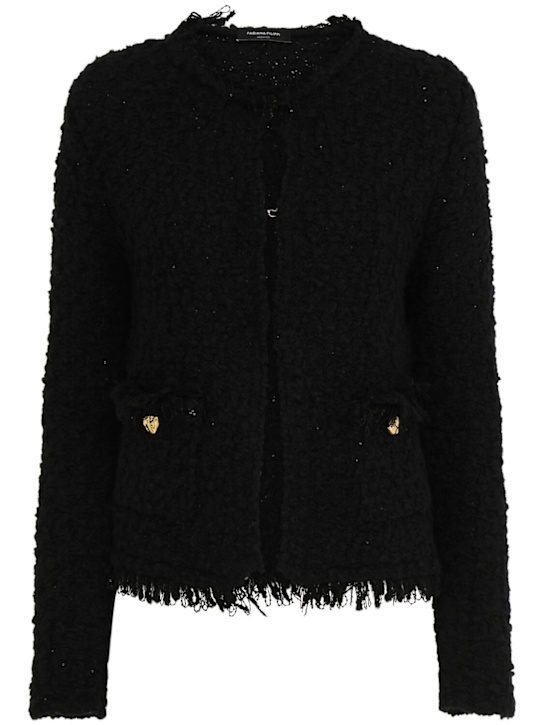 Fabiana Filippi: Wool blend tweed jacket - Black - women_0 | Luisa Via Roma