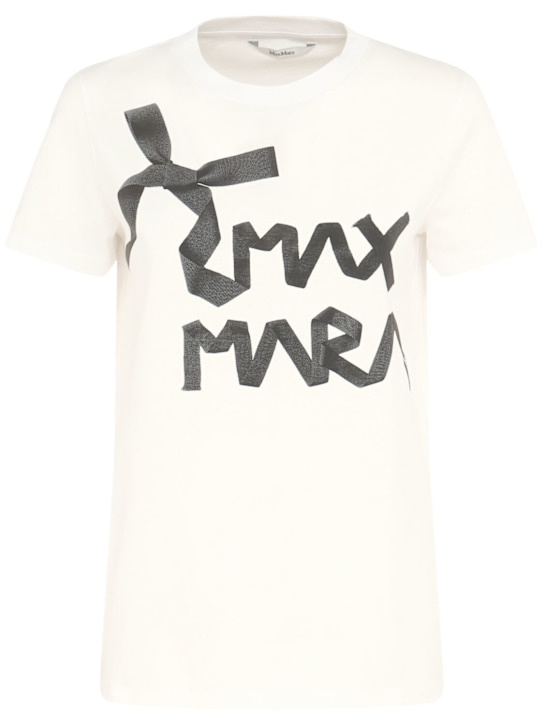 Max Mara: Calcio cotton jersey t-shirt - White - women_0 | Luisa Via Roma