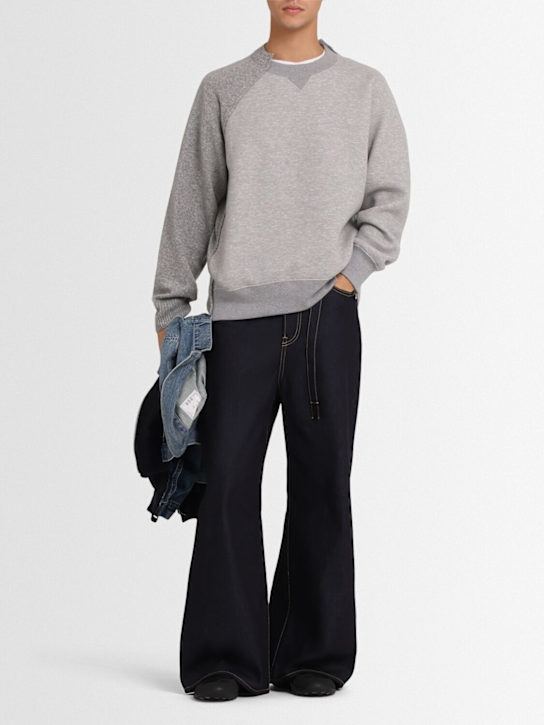 Sacai: Wool knit sponge sweatshirt - Light Grey - men_1 | Luisa Via Roma