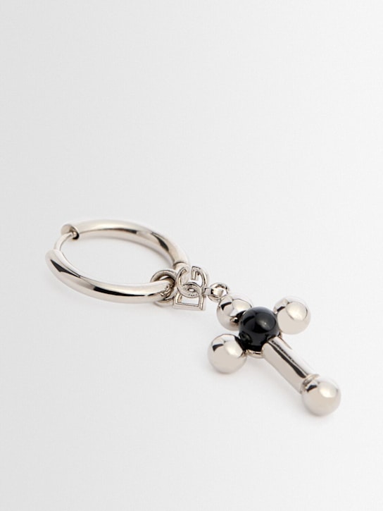 Dolce&Gabbana: Bijoux charm mono earring - Silver/Palladium - men_1 | Luisa Via Roma
