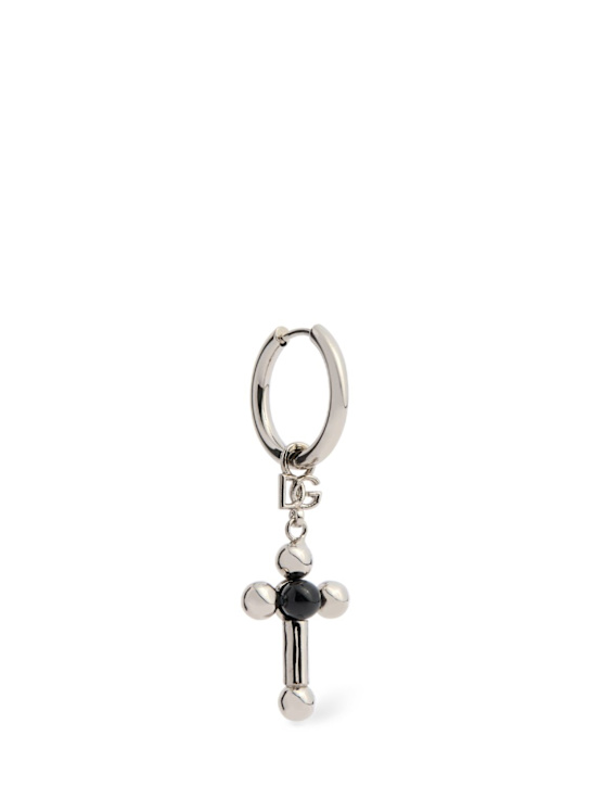 Dolce&Gabbana: Bijoux charm mono earring - Silver/Palladium - men_0 | Luisa Via Roma
