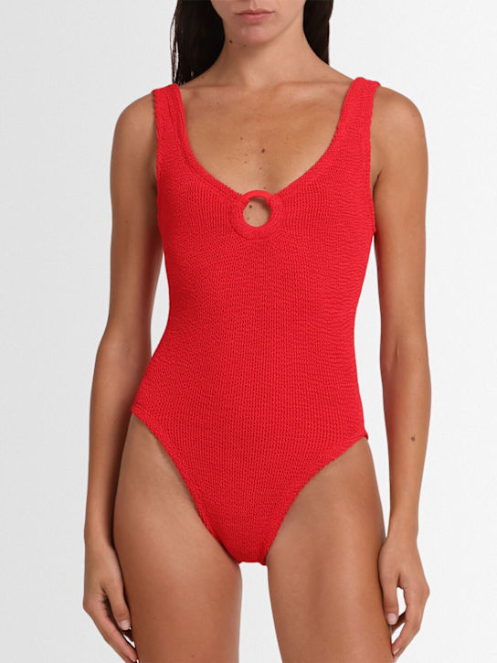 Hunza G: Celine one piece swimsuit w/ ring - Red - women_1 | Luisa Via Roma