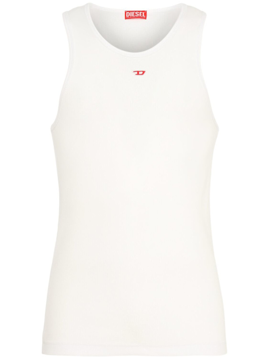 Diesel: T-lifty-d ribbed tank top - White - men_0 | Luisa Via Roma