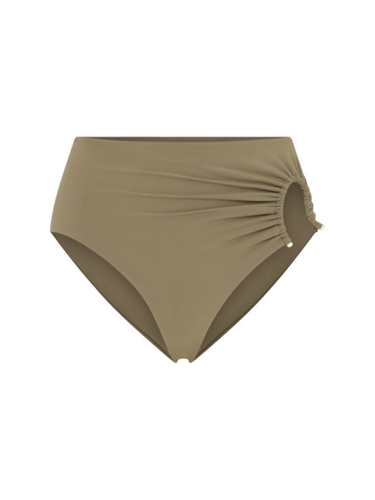 Christopher Esber: Crescent ruched bikini bottoms - Sage - women_0 | Luisa Via Roma