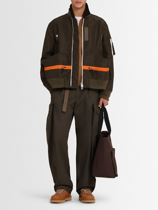 Sacai: Cotton blend ripstop pants - men_1 | Luisa Via Roma
