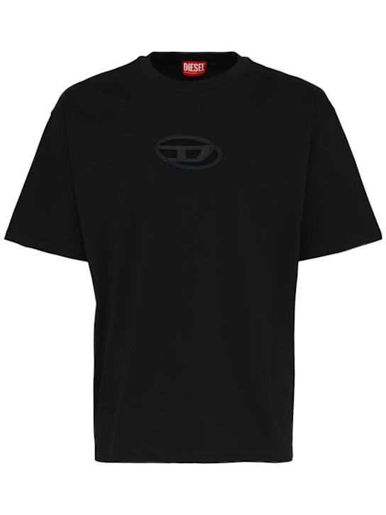 Diesel: T-boxt relaxed laser cut logo t-shirt - Black - men_0 | Luisa Via Roma