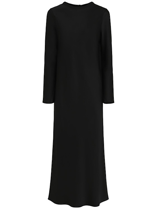A.EMERY: Lowe long sleeve satin long dress - Black - women_0 | Luisa Via Roma