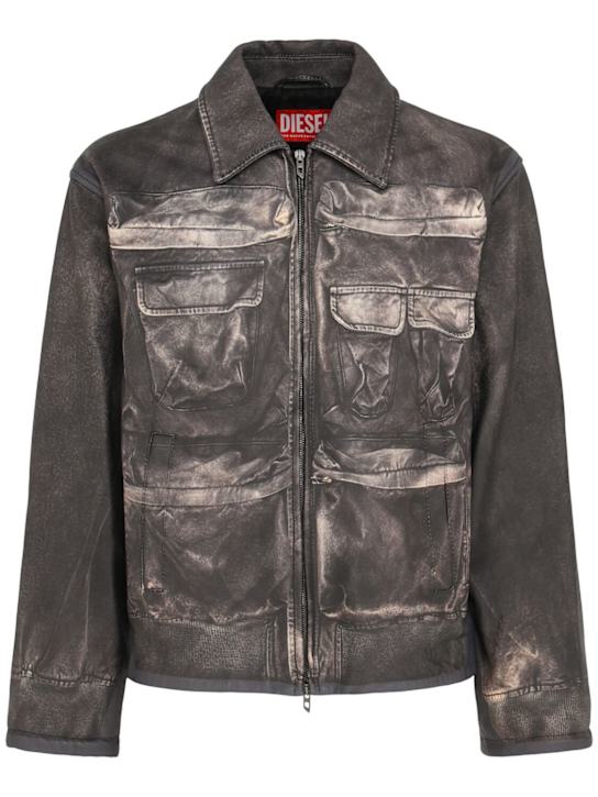 Diesel: L-mayer smooth leather jacket - Grey - men_0 | Luisa Via Roma