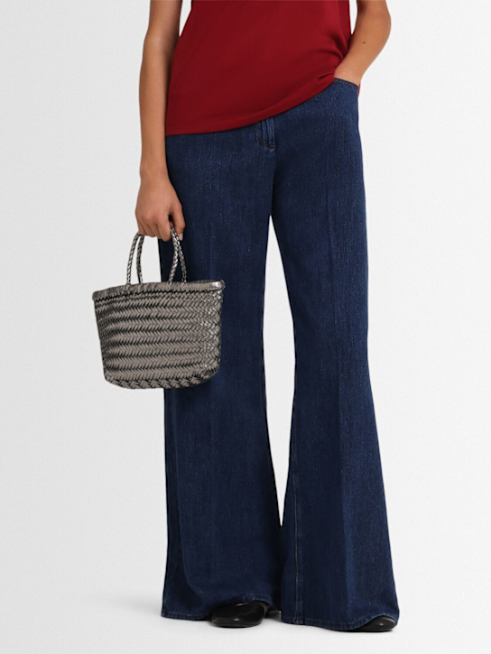 Dragon Diffusion: Mini Flat Gora leather basket bag - Covert Foil - women_1 | Luisa Via Roma