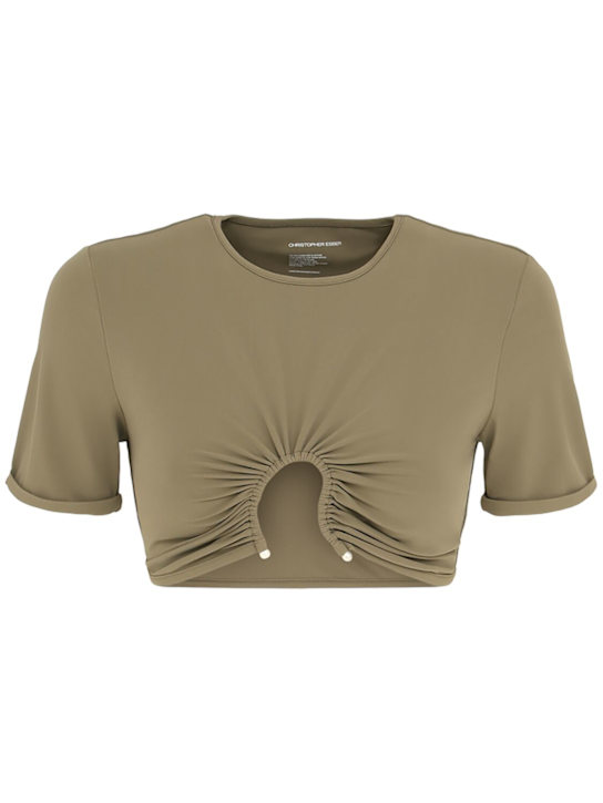 Christopher Esber: Crescent ruched swim t-shirt - Sage - women_0 | Luisa Via Roma
