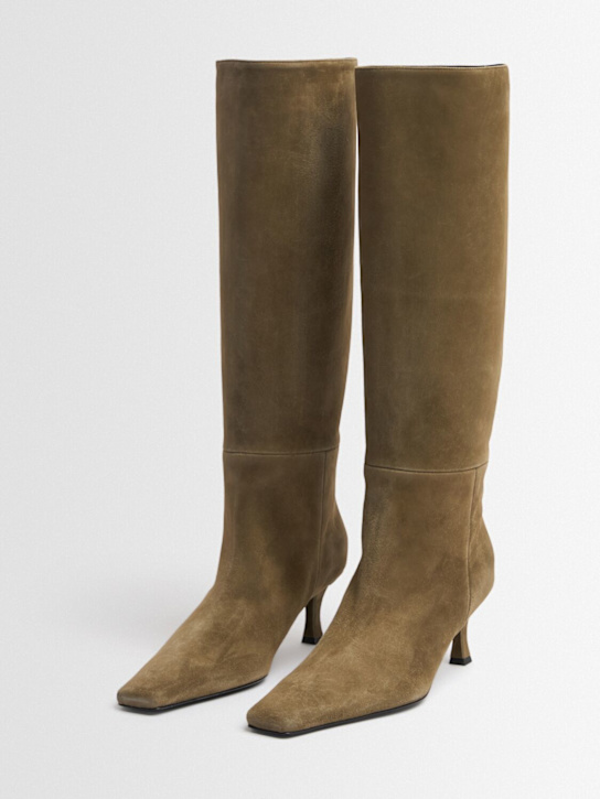 Proenza Schouler: 60mm Trap suede high boots - Moss - women_1 | Luisa Via Roma