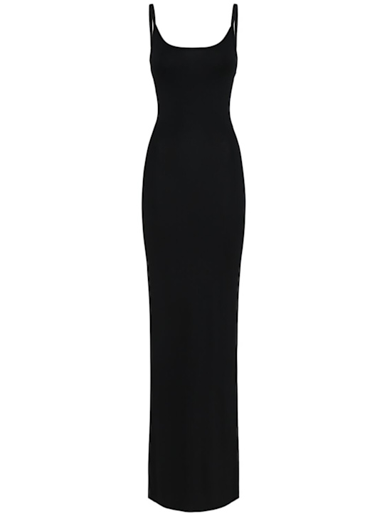 Éterne: Josie modal blend scoop neck long dress - Black - women_0 | Luisa Via Roma
