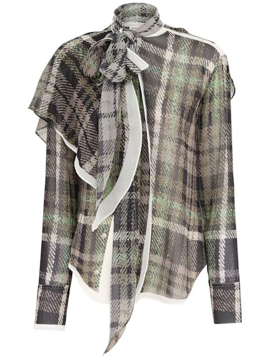 Acne Studios: Silk check shirt - Multicolor - women_0 | Luisa Via Roma