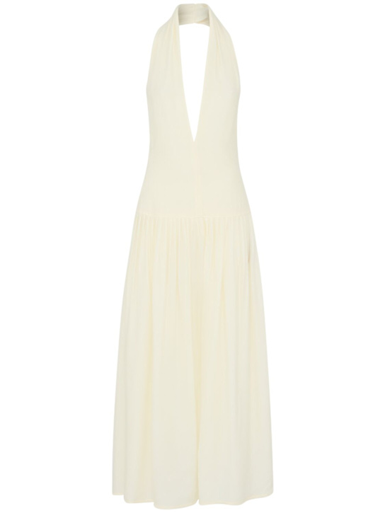 Proenza Schouler: Tala viscose georgette v-neck long dress - Cream - women_0 | Luisa Via Roma