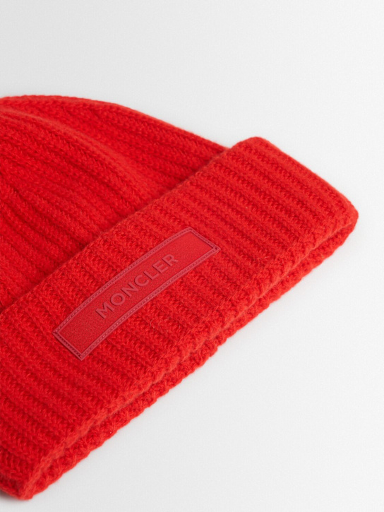 Moncler: Mouliné wool & cashmere beanie - Candy Apple - men_1 | Luisa Via Roma