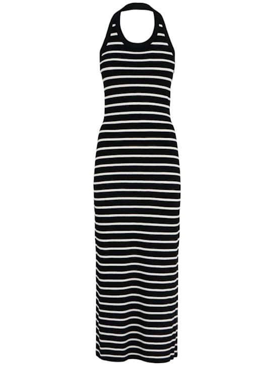 Proenza Schouler: Meryl matte viscose blend rib long dress - Black/White - women_0 | Luisa Via Roma