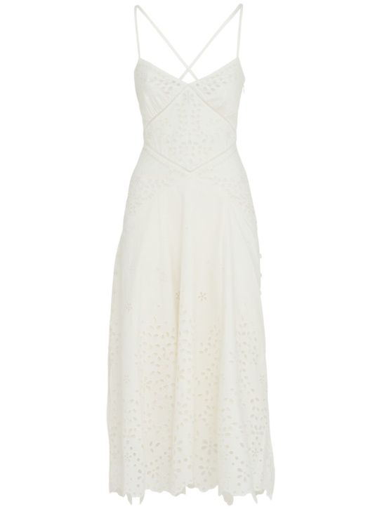 Self-portrait: Embroidered cotton midi dress - White - women_0 | Luisa Via Roma