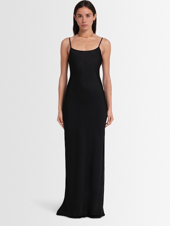 Annagreta: Agata floor-length satin slip dress - ブラック - women_1 | Luisa Via Roma