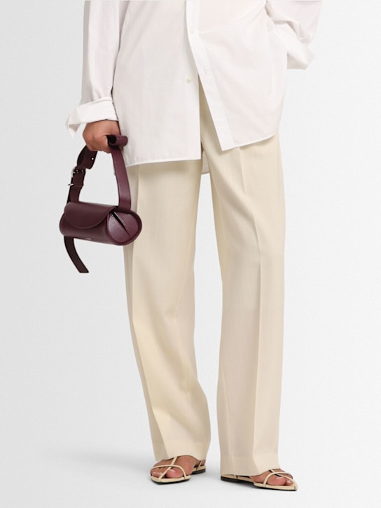 Jil Sander: 5mm Leather T-bar sandals - Cream - women_1 | Luisa Via Roma