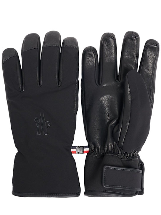 Moncler Grenoble: Padded tech soft shell ski gloves - men_0 | Luisa Via Roma