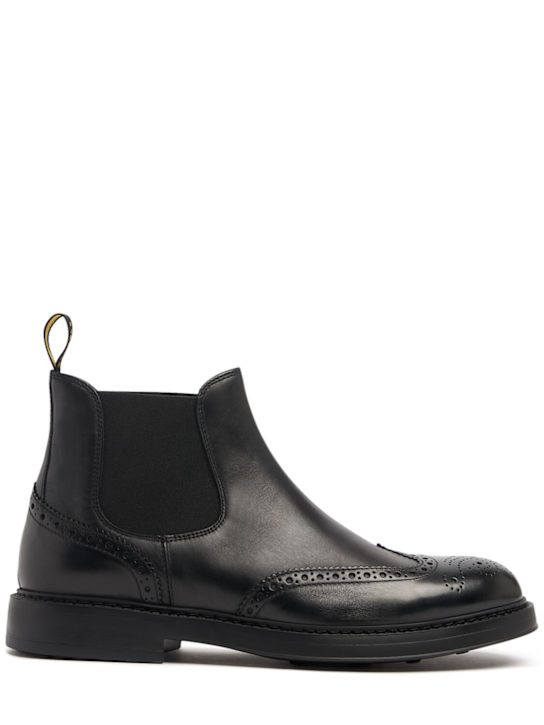 Doucal's: Brogue leather beatle boots - men_0 | Luisa Via Roma