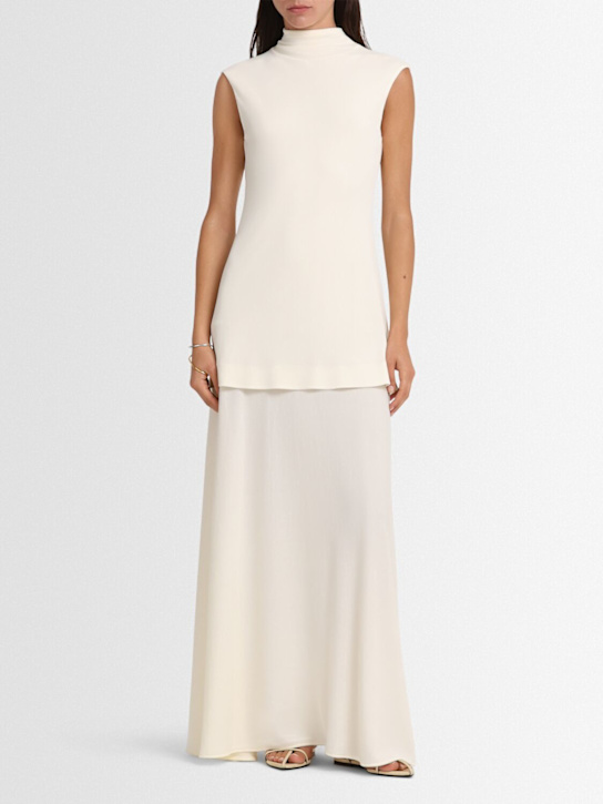 Jil Sander: Fluid viscose blend long dress - Ivory - women_1 | Luisa Via Roma