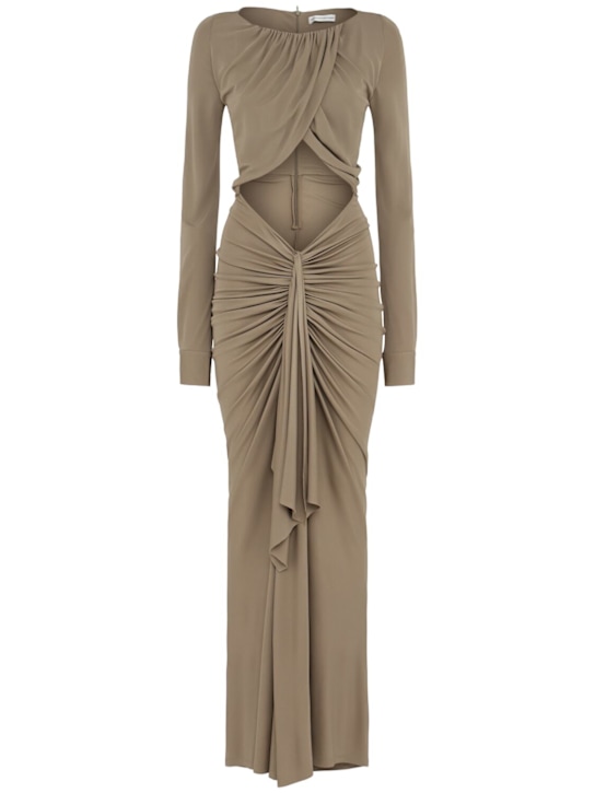 Bateau draped dry jersey dress