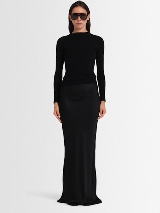 Annagreta: Maia viscose satin maxi skirt - Black - women_1 | Luisa Via Roma
