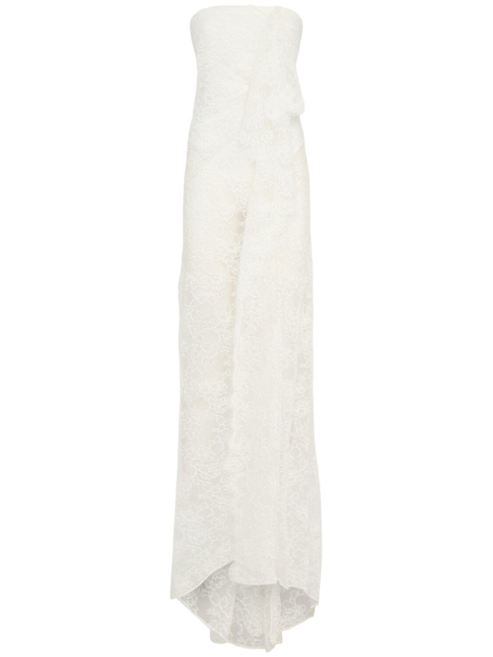 Christopher Esber: Floating lace strapless gown - White - women_0 | Luisa Via Roma