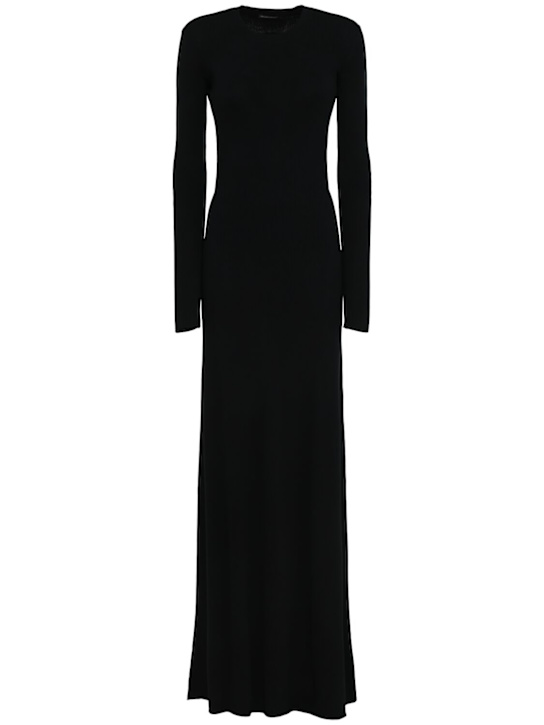 Ann Demeulemeester: Vestido largo de punto con espalda abierta - Negro - women_0 | Luisa Via Roma