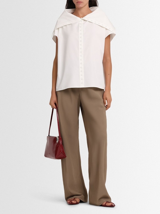 Jil Sander: Cape collar cotton poplin shirt - White - women_1 | Luisa Via Roma