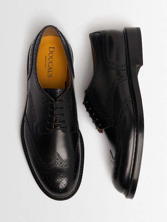 Doucal's: Leather brogue lace-up shoes - Black - men_1 | Luisa Via Roma