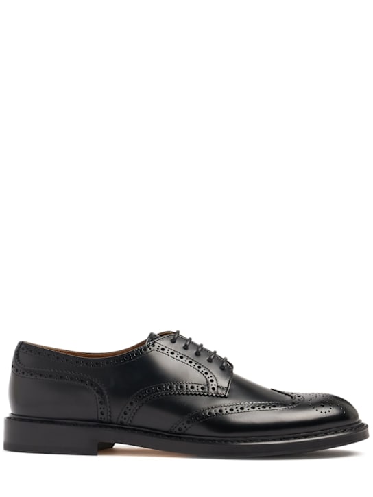 Doucal's: Leather brogue lace-up shoes - Black - men_0 | Luisa Via Roma