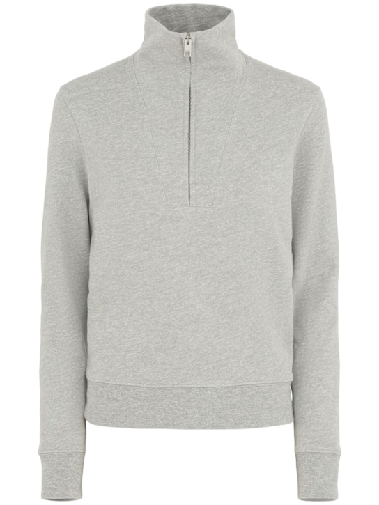 Nili Lotan: Diya quarter-zip cotton blend sweatshirt - Grey - women_0 | Luisa Via Roma