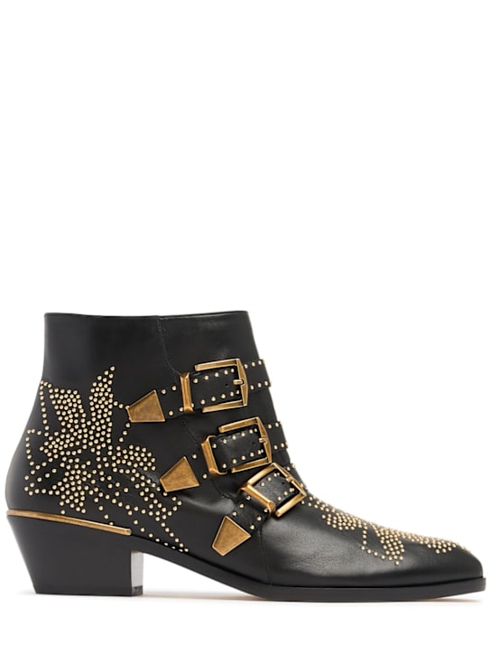 Chloé: 30mm Susanna leather ankle boots - Black Gold. - women_0 | Luisa Via Roma