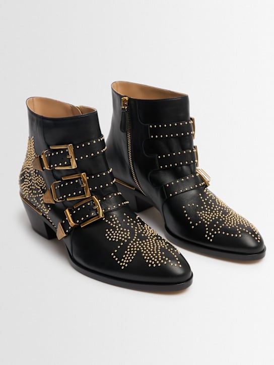 Chloé: 30mm Susanna leather ankle boots - Black Gold. - women_1 | Luisa Via Roma