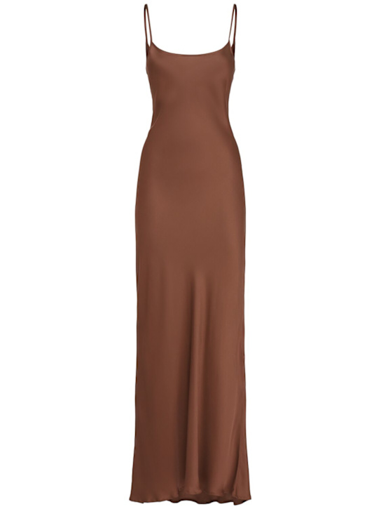 Annagreta: Agata floor-length satin slip dress - Bronze - women_0 | Luisa Via Roma