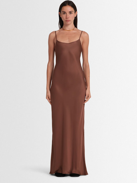 Annagreta: Agata floor-length satin slip dress - Bronze - women_1 | Luisa Via Roma