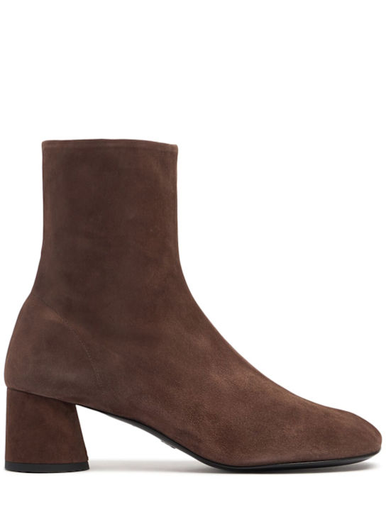 Proenza Schouler: 50mm Glove suede ankle boots - Chocolate - women_0 | Luisa Via Roma