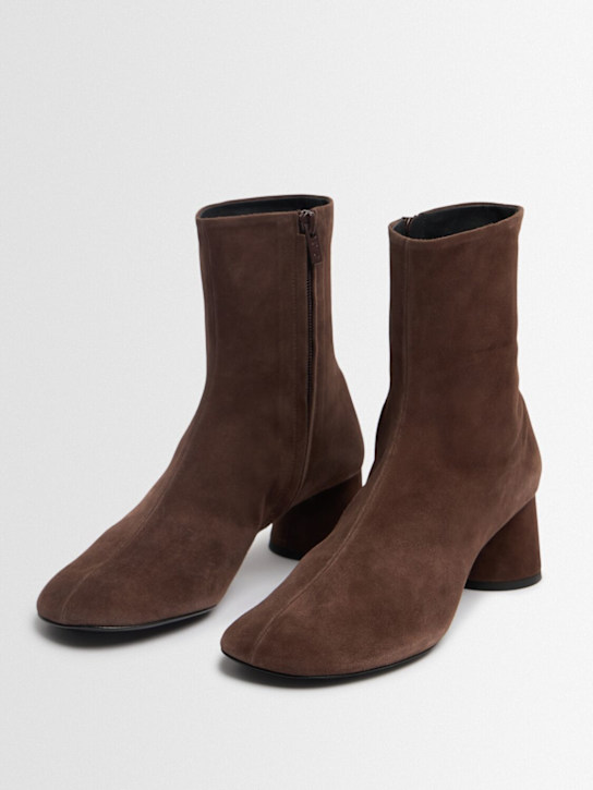 Proenza Schouler: 50mm Glove suede ankle boots - Chocolate - women_1 | Luisa Via Roma