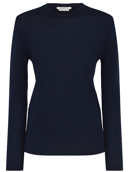 Annagreta: Anna ウールニット クルーネックセーター - ブルー - women_0 | Luisa Via Roma