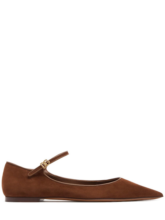 Dolce&Gabbana: Suede ballerina flats - women_0 | Luisa Via Roma