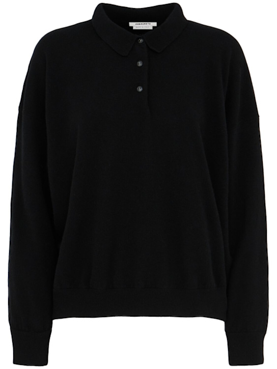 Annagreta: Editta wool knit polo - Black - women_0 | Luisa Via Roma
