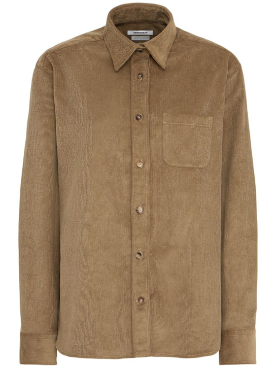 Annagreta: Sara cotton corduroy shirt - カーキ - women_0 | Luisa Via Roma